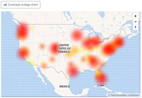 An outage is declared when the number of reports exceeds the baseline, represented by the red line. . Comcast xfinity outage map
